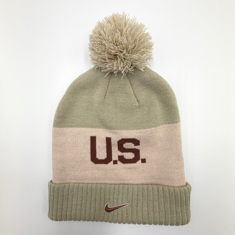 Nike West Point Army Black Knights Beanie OS Green NWT Removable Pom Pom Hat